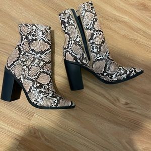 Essex Tan Snake Mid-Calf Booties size 7
